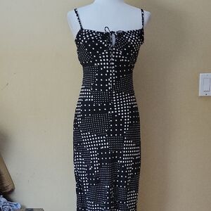 And Now This Black/White Polka Dot Maxi Sundress Spaghetti Straps Sz XS NWT $24